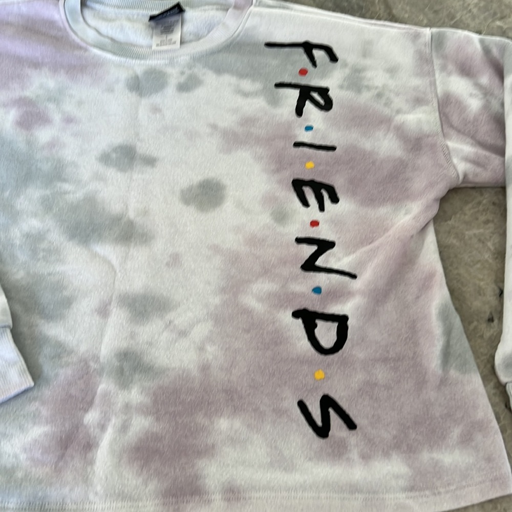 FRIENDS Tie Dye Cropped Sweatshirt, size large - Picture 4 of 10
